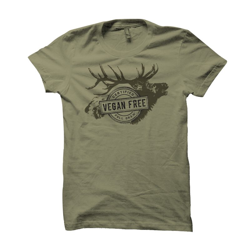 “Cert. Vegan Free Elk” Olive – Men’s T-Shirt